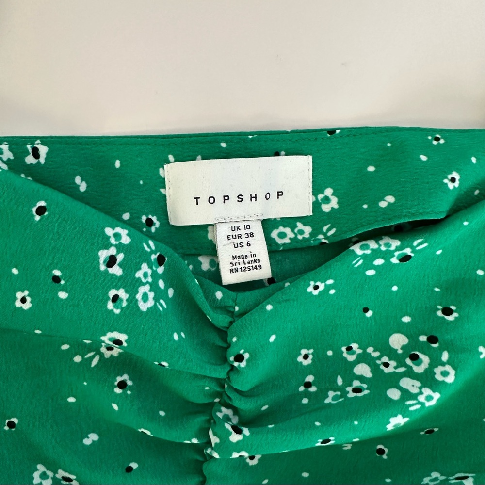 TopShop Green Floral Women's tank Top size 6 - Picture 2 of 6